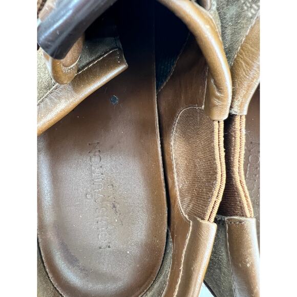 Louis Vuitton Leather Suede Low Top Sneakers Trainers Lace Up Brown Men's 10.5 - Picture 11 of 15